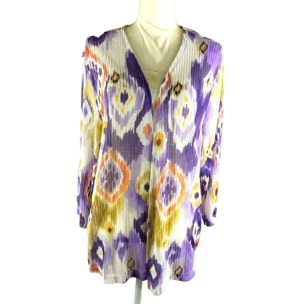 Alfred Dunner Women's Light Weight Sweater Size X Large Purple Orange Cream